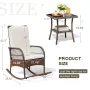 Outdoor Rocking Chairs 3 Piece Patio Furniture Set with Side Table & Cushions, Wicker Porch Rocker Bistro Set High, Customized