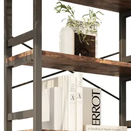 Bookshelves and Bookcases,31.5in Wide Shelf 5-Tier Ladder Shelf 110lbs/shelf Vintage Industrial Style Bookcase