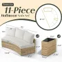 11-Piece Outdoor Wicker Sectional Sofa Set with Storage Wedge Table, Weather-Resistant