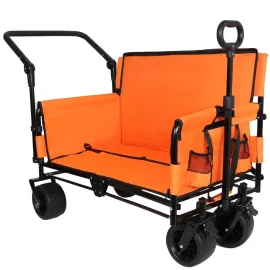 3-in-1 Heavy-Duty Folding Wagon Cart with Adjustable Canopy & Bench Seat, 500lbs Capacity, All-Terrain Utility, Customized