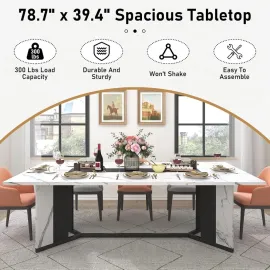78 Inch Dining Table for 6 8 People, Modern Rectangular Kitchen Table W/Waterproof Tabletop,Large Modern Dining Room, Customized
