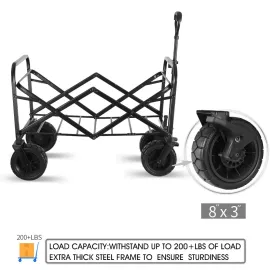 Collapsible Folding Garden Outdoor Park Utility Wagon Picnic Camping Cart with Bearing and Brake 8