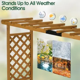 Raised Garden Bed with Trellis & Hanging Roof, Wooden Garden Bed, Outdoor Planter Box for Yard, Garden, Balcony, Customized