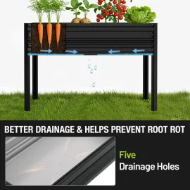 48x24x32in Outdoor Galvanized Raised Garden Bed with Legs, 600LB Elevated Planter Box for Vegetable, Flowers, Customized