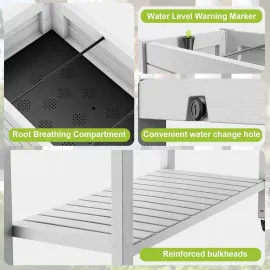 Elevated Raised Garden Bed with Wheels, Outdoor Large Resin Patio Planter Box Stand Divisible with Drain Plug, Water, Customized