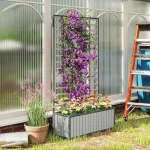 Wooden Raised Garden Bed with Trellis, Removable Pots, Drainage Holes for Climbing Vines, Vegetables, Flowers, Customized