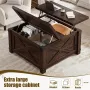 Lift Top Coffee Table with Storage, 35.7 W Square Coffee Tables for Living Room, Small Coffee Table with Large Hidden