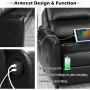 85” Black Faux Leather Couch with USB, 3 Seater Sofa Couches for Living Room, Large Mid Century Modern Office Apartment