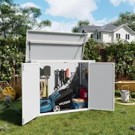 41 Cubic Foot Outdoor Horizontal Storage Shed, Weatherproof Resin Storage Shed, Thickened Floor, Gas Spring, Lockable Door