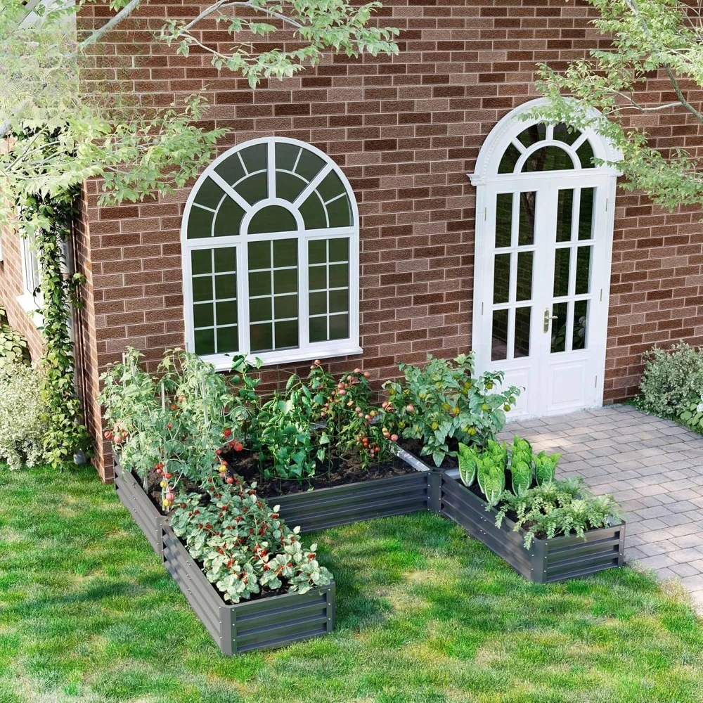 8 x 8' Raised Garden Bed Set, Large Steel Flower Planters for Outdoor Plants, Easy Assembly for Vegetables, Herbs, Customized
