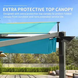 Outdoor Living 11’ X 16’ Outdoor Retractable Pergola with Weather-Resistant Canopy Aluminum Garden Pergola Patio Grill Gaze