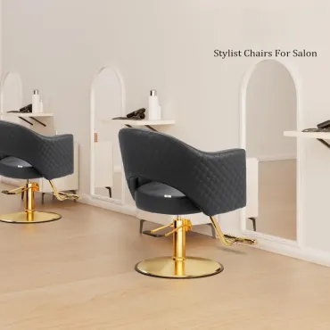 Barber Chairs for Barbershop Gold Black Styling Chair, Salon Chair for Hair Stylist, Heavy Duty Hydraulic Pump