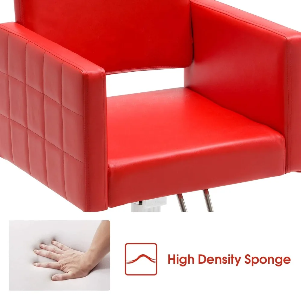 Classic Styling Salon Chair for Hair Stylist Hydraulic Barber Chair Beauty Spa Equipment (Red)