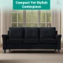 Home Raelynn Button Tufted Sofa, Affordable Black Modern Sofa, Microfiber Couch for Small Spaces Cama para Sala Modernos