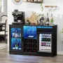Coffee Bar Cabinet with Fridge (Fridge Included), Large Liquor Bar Cabinet with LED Lights, Glass Holder & Wine, Customized
