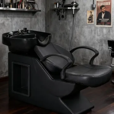 Shampoo Bowl and Chair Set for Salon, Backwash Barber Chair, Plastic Shampoo Bowl Sink Unit w/Storage Box for Beauty Spa Barb