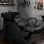 Shampoo Bowl and Chair Set for Salon, Backwash Barber Chair, Plastic Shampoo Bowl Sink Unit w/Storage Box for Beauty Spa Barb