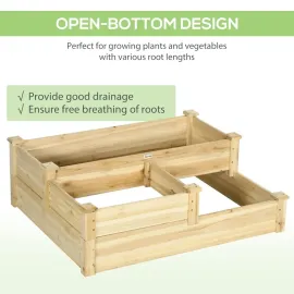 3 Tier Raised Garden Bed, Outdoor Planter Box, Wooden Garden Box with Open Bottom for Growing Vegetables, Herbs, Customized