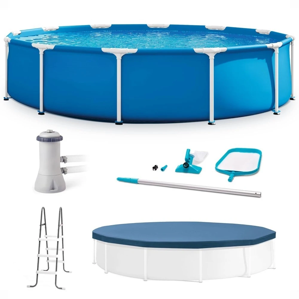 12 Foot by 30 Inch Framed Above Ground Swimming Pool with 42 Inch Tall Ladder, Maintenance Kit Vacuum Skimmer, Customized