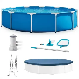 12 Foot by 30 Inch Framed Above Ground Swimming Pool with 42 Inch Tall Ladder, Maintenance Kit Vacuum Skimmer, Customized