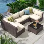 7 Piece Outdoor Patio Furniture Set, Outdoor Sectional Furniture, Rattan & Wicker Modern Modular Conversation Set, Customized
