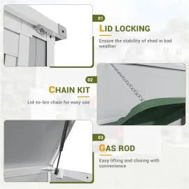 41 Cubic Foot Outdoor Horizontal Storage Shed, Weatherproof Resin Storage Shed, Thickened Floor, Gas Spring, Lockable Door