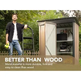 Outdoor Storage Shed 5 X 3 Feet Lockable Metal Garden Shed Steel Anti-corrosion Storage Room Backyard Outdoor Terrace (brown)