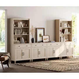 Entertainment Center with Bookshelves for TVs up to 75, Farmhouse Wall Unit TV Stand with 8 Doors & 4 Drawer