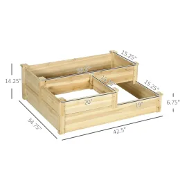 3 Tier Raised Garden Bed, Outdoor Planter Box, Wooden Garden Box with Open Bottom for Growing Vegetables, Herbs, Customized