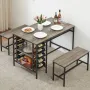 Dining Table Set for 4, Kitchen Table Set for 4 with 2 Benches, 3 Piece Dining Room Table Set for Small Space, Customized