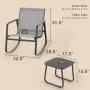 3 Pieces Patio Furniture Set, Outdoor Textilene Furniture Set with Wooden Armrests, Coffee Table with Tempered, Customized