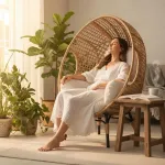 Oversized Patio Egg Chair with Waterproof Cushions, Outdoor Wicker Egg Chair, 500 LBS Capacity All-Weather Rattan, Customized