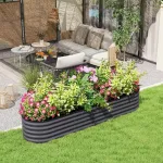 8' x 2' x 1.4' Galvanized Raised Garden Bed Kit, Outdoor Metal Elevated Planter Box with Safety Edging, Easy DIY, Customized