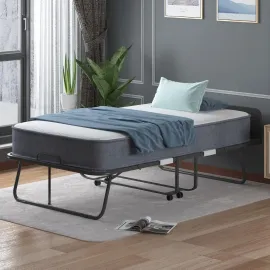 Folding Bed with Mattress, 75 x 31 Rollaway Bed for Adults, 5 inch Thick Foam Mattress, Cot Size Portable Foldable Bed