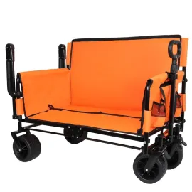 3-in-1 Heavy-Duty Folding Wagon Cart with Adjustable Canopy & Bench Seat, 500lbs Capacity, All-Terrain Utility, Customized