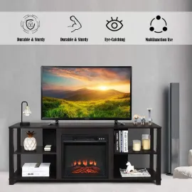 2-Tier TV Stand, Entertainment Television Stands, Modern Entertainment Centers with Adjustable Shelves