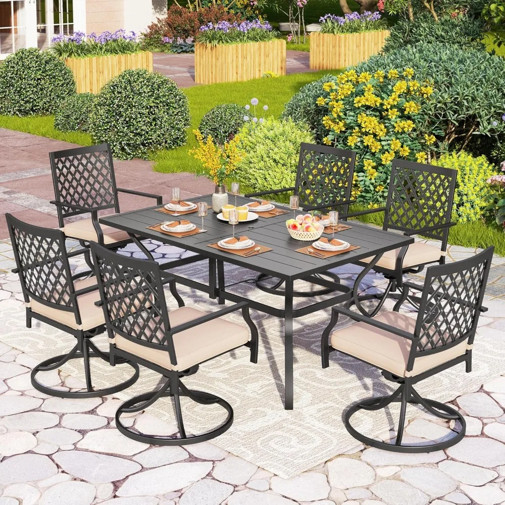 Outdoor Metal Swivel Chairs Set of 2 Patio Dining Chair with Cushion Furniture Set for Garden Backyard Bistro, Customized