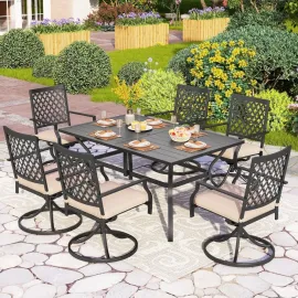 Outdoor Metal Swivel Chairs Set of 2 Patio Dining Chair with Cushion Furniture Set for Garden Backyard Bistro, Customized