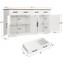 Buffet Cabinet with Storage and Drawers, 55 Large Sideboard Buffet Cabinet with Adjustable Shelves and Door