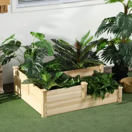 3 Tier Raised Garden Bed, Outdoor Planter Box, Wooden Garden Box with Open Bottom for Growing Vegetables, Herbs, Customized