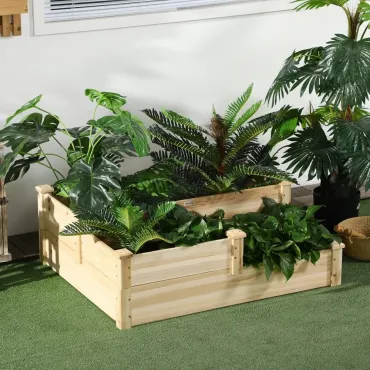 3 Tier Raised Garden Bed, Outdoor Planter Box, Wooden Garden Box with Open Bottom for Growing Vegetables, Herbs, Customized