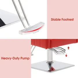 Classic Styling Salon Chair for Hair Stylist Hydraulic Barber Chair Beauty Spa Equipment (Red)