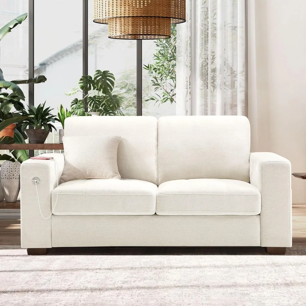 70 Loveseat Sofa for Living Room, Modern Comfy Couch with Medium Firm Seat Cushion, Removable Cover, Wide Armrest, USB/Ty