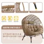 Double Egg Chair Indoor Outdoor 680lbs, 2 Person Brown Wicker Oversized Stationary Egg Chair with Brown Thick, Customized