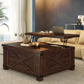 Lift Top Coffee Table with Storage, 35.7 W Square Coffee Tables for Living Room, Small Coffee Table with Large Hidden