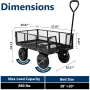 Heavy Duty 400 Lbs Capacity Mesh Steel Garden Cart, 4 Cu.Ft Heavy Duty Garden Cart with 180° Rotating Handle, Customized